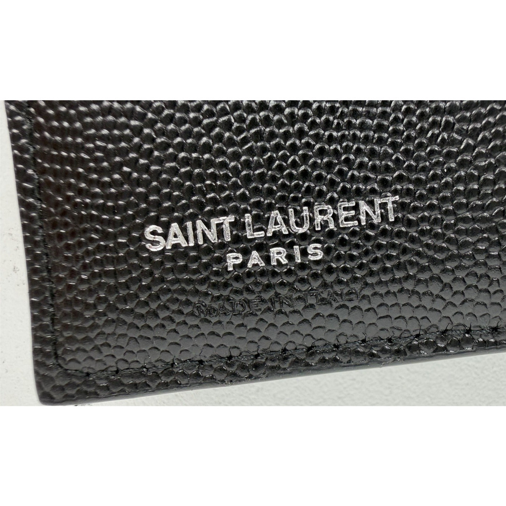 Saint Laurent Cassandre Matelasse Bifold Wallet in Black Grain de Poudre Leather - Picture 13 of 15